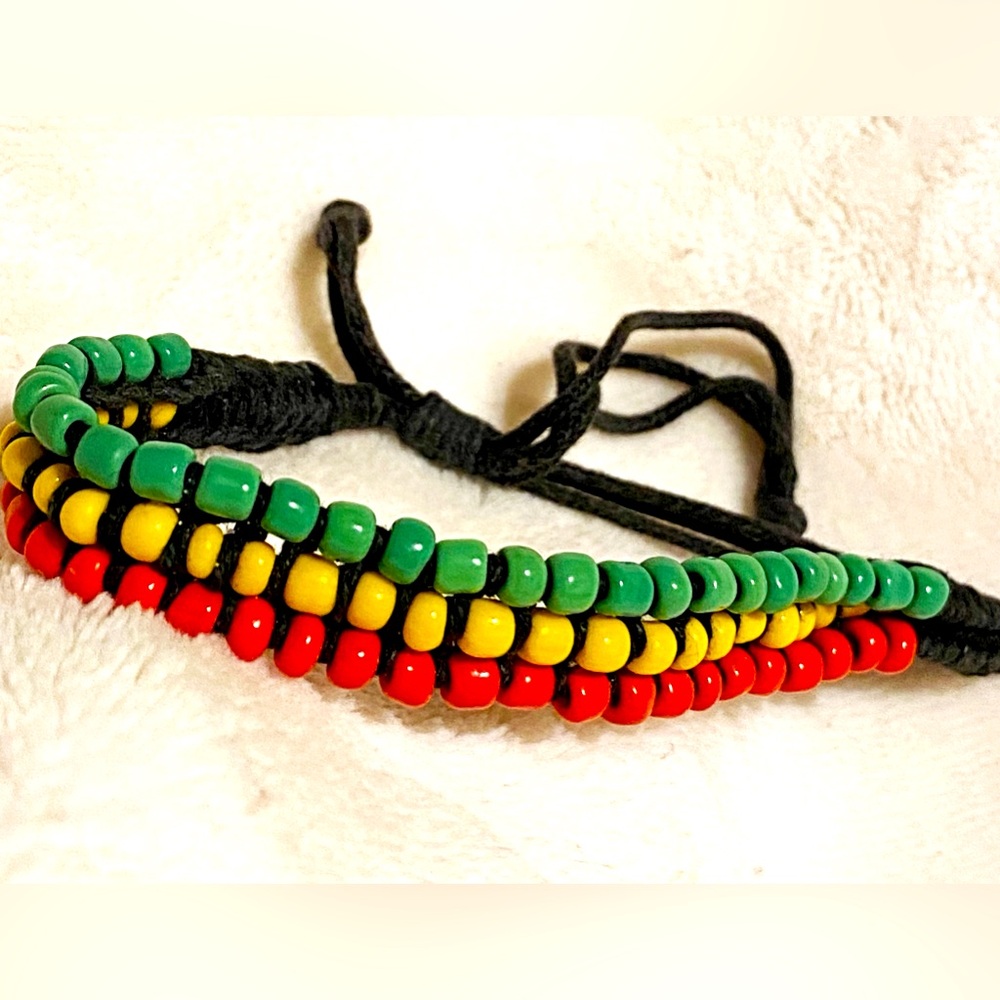 Bead & String Bracelet (Red, Yellow, Green)